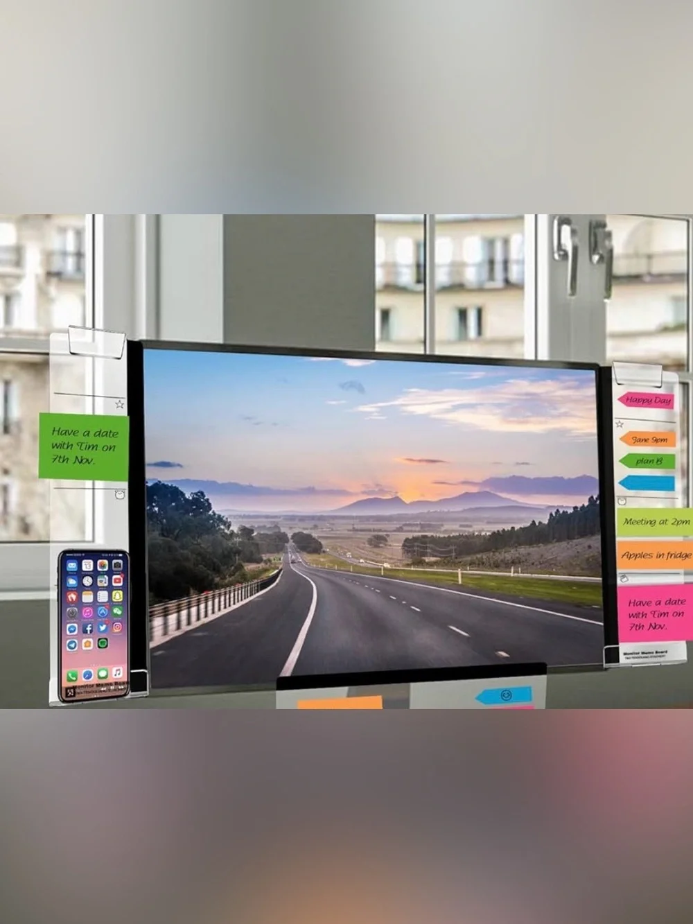Clear Acrylic Monitor Memo Boards for Computer Office Organization 4PC